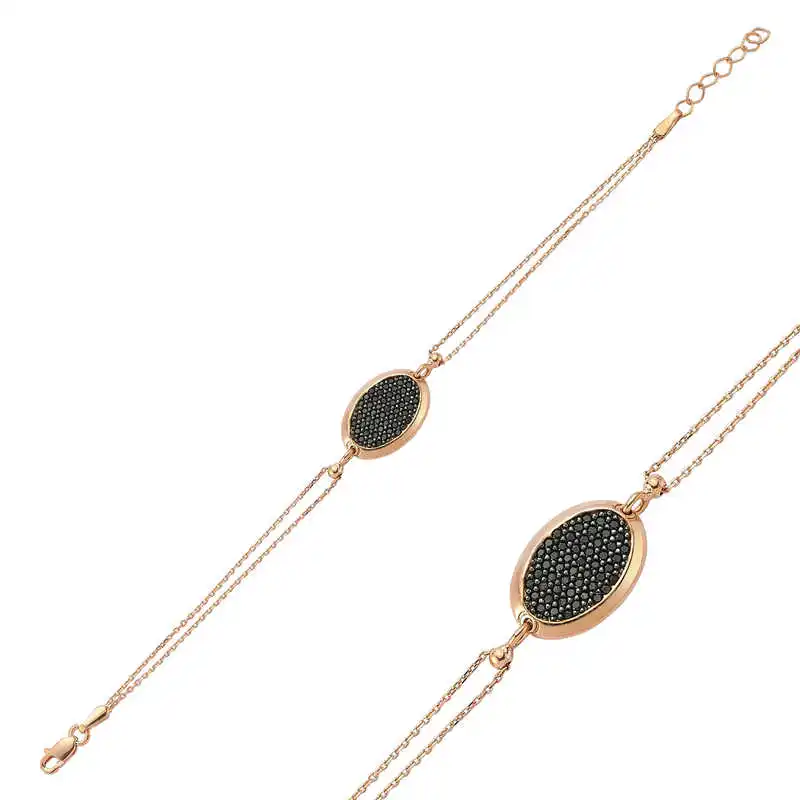 

Tevuli 925 Sterling Silver Oval Black Stone Women Bracelet
