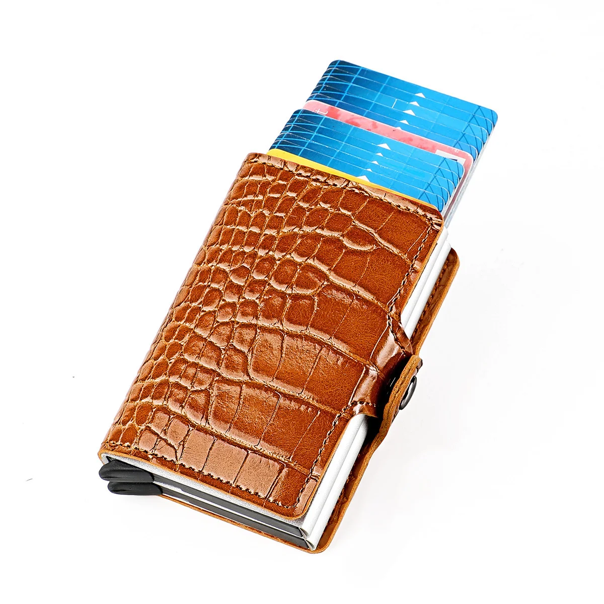 

Мужской кошелек деловой идентификационный кредитный кошелек мужской кожаный кошелек с монетницей RFID Алюминиевый футляр держатель для карт с зажимом для денег кошелек