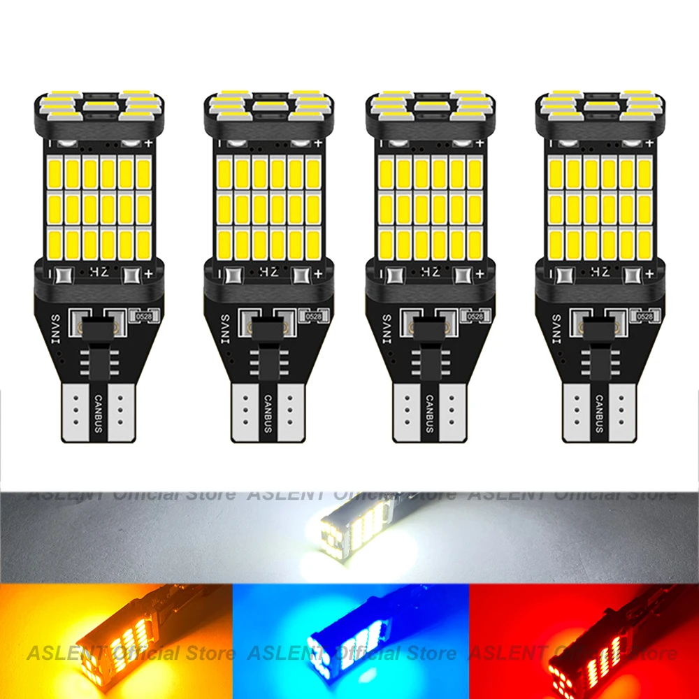 

4 Упаковки T15 W16W 921 912 T16 T10 902 Мощные Светодиодные Лампы 45SMD Супер Яркие 1200LM Белый Задний Стоп-сигнал Замена Дл...