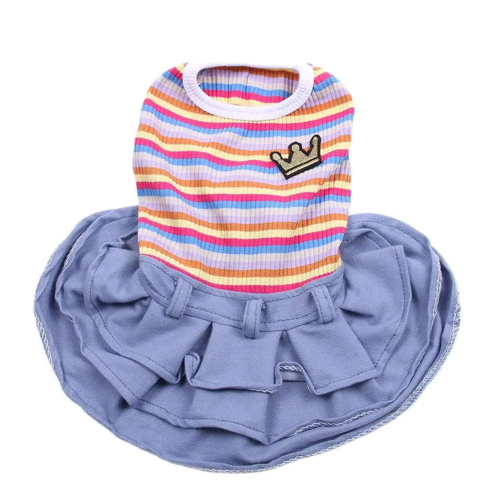 Одежда для собак платье в полоску с короной дизайнерская юбка кошек и щенков