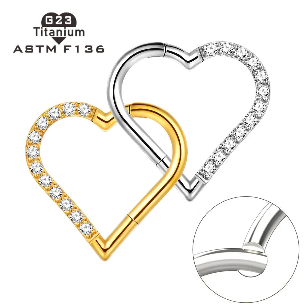 

New G23 titanium love zircon nose ring fashion body jewelry open earrings pierced nose ring is not allergic and does not fade