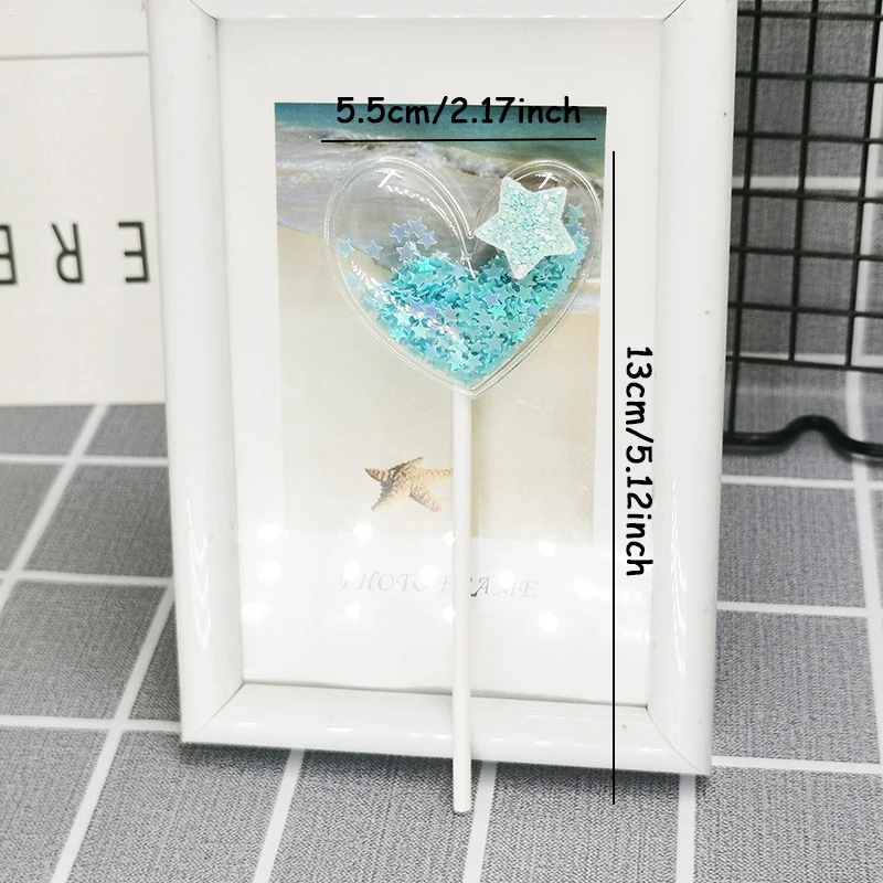 Прозрачный сверкающий топпер для пирога розовая синяя Корона звезда сердце