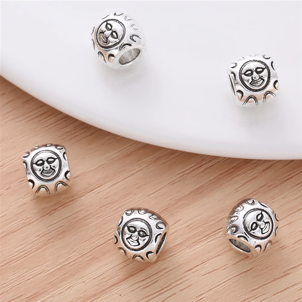 15pcs/Set Summer Latest Delicate Round Face Beads for Women's Pandora Style Bracelet Necklace DIY Jewelry Making Trendy