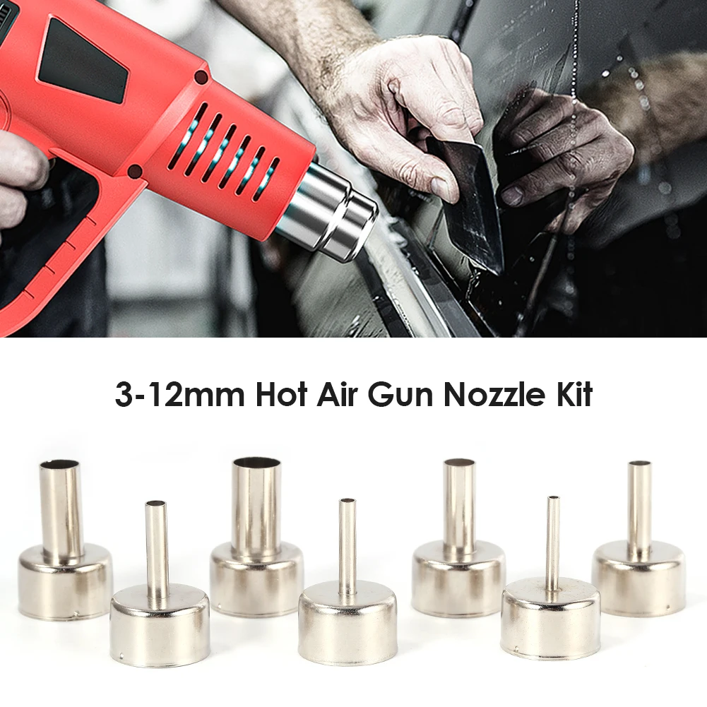 

7pcs/Set 3-12mm Station Gun Blower Round Nozzles Universal Hot Air Gun Nozzle Kit for 858D Welding Soldering Station Gun Tool