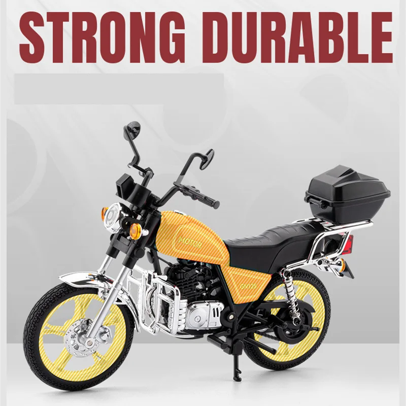 Фото Модель мотоцикла Suzuki GN125 (1/12), литая, классическая, спортивная, для досуга, из металла, уличный круизер, со звуком и светом, игрушка для детей, подарок №2