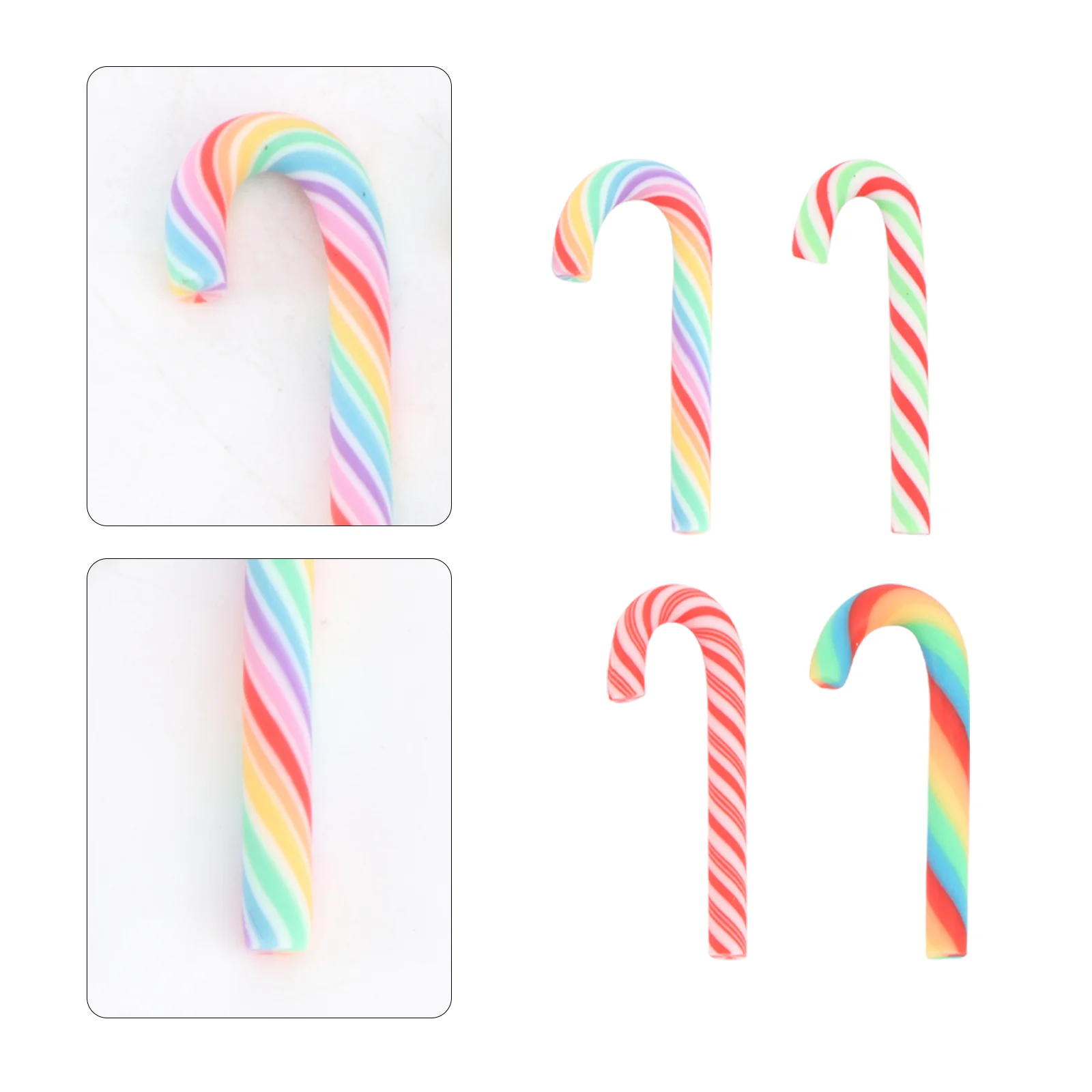 

Christmas Candy Cane Charmsflatbacks Ornament Mini Clay Crafts Resin Craft Polymer Plasticminiatures Embellishments Canes Diy