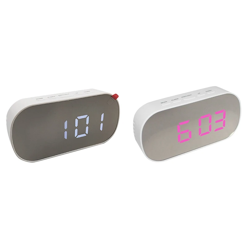 

LED Digital Alarm Clock Desktop Kids Bedroom Home Decor Temperature Snooze Function Desk Clock White Frame