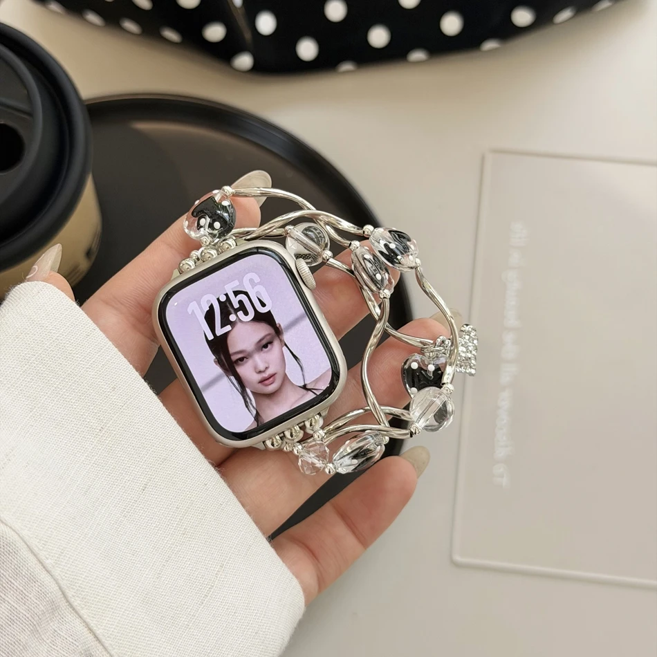 Фото Ремешок для Apple Watch с подвеской в виде горошек и бусинами, для моделей 11, 10, 9, 8, 7, 6, 5, SE, 4, Ultra, 3, Iwatch, 38, 40, 41, 42, 44, 45, 46, 49 мм, браслет №3