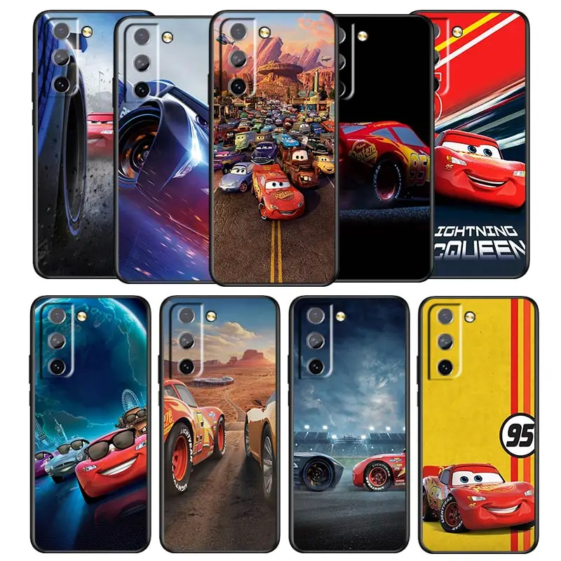 Cars Lightning McQueen Phone Case For Samsung Galaxy S22 S21 S20 S10 S10e S9 S8 S7 PRO Ultra Plus FE Lite Black luxury Silicone