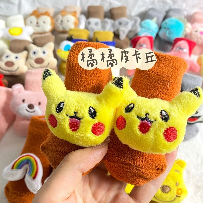 

0-3 years Cartoon baby toddlers floor Non-slip socks pikachu doll cotton socks girls boys kids newborn Infant socks
