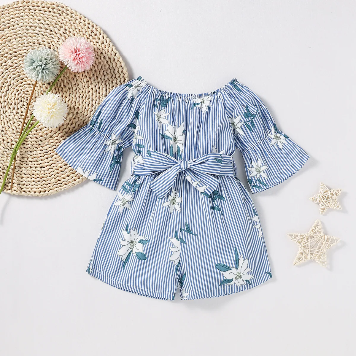 2022 kIDS bodysuits infantil Striped Baby girls clothes Summer High quality Flower newborn ropa bebe Clothing Costume