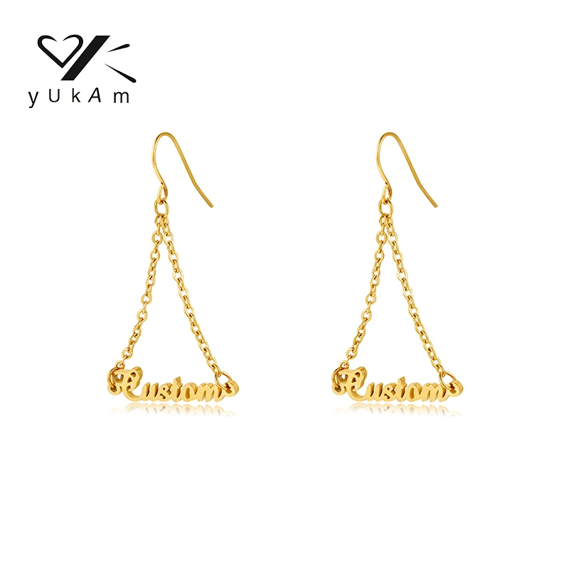 YUKAM Personalized Earrings Women's New Fashion 2023 Customized Stainless Steel Custom Gift Name Earrings Creative Free Shipping