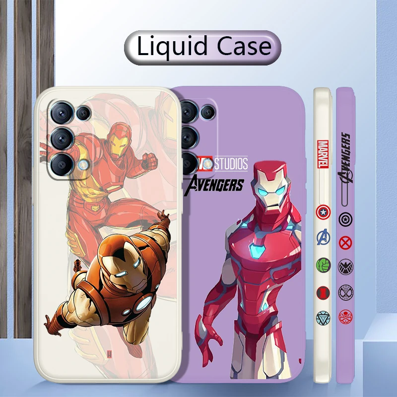 

Marvel Iron Man Wolverine For OPPO Realme GT Neo 3 2 Master 8 9 Narzo 50A 50i Reno 7 Liquid Left Rope Silicone Phone Case