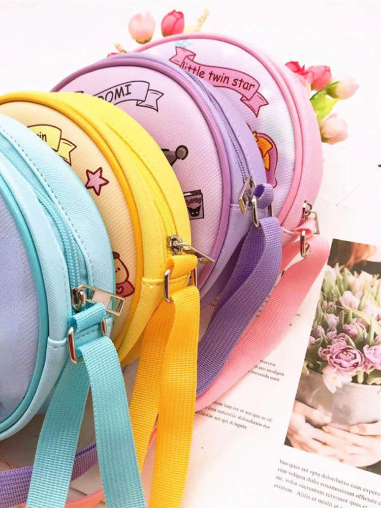 Purses and Handbags Sanrio Messenger Bag Cartoon Kuromi Cinnamoroll Babycinnamoroll Girl Heart Cute Women Bag Small round Bag