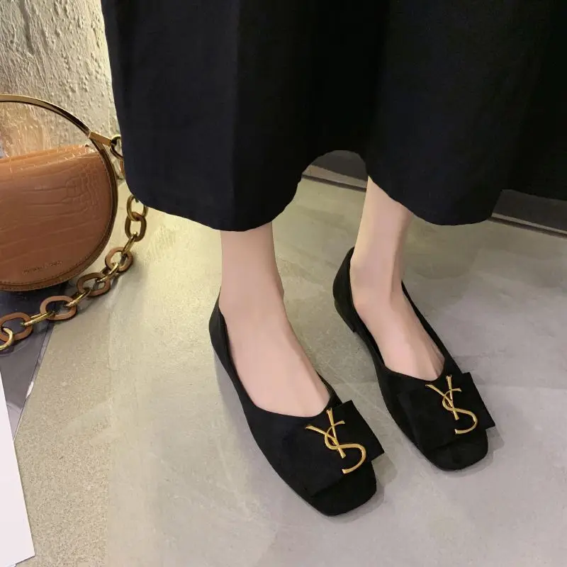YS Flat Sole Single Shoe Women's 2023 Spring New Korean Version Versatile Internet Red Shallow Cut Flat Sole One Foot Lazy Shoes