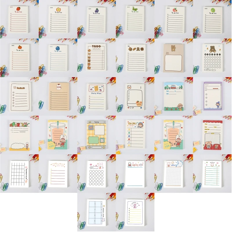 

50 Pages Cute Fruit Bear Assorted Note Pad Message Paper for Shopping Lists Reminders and Appointments 7x10