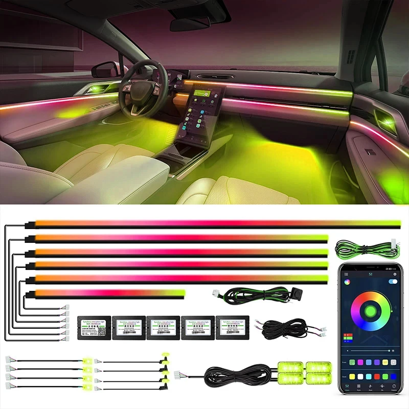 6 в 1 полоса из акрилового волокна для подсветки салона автомобиля