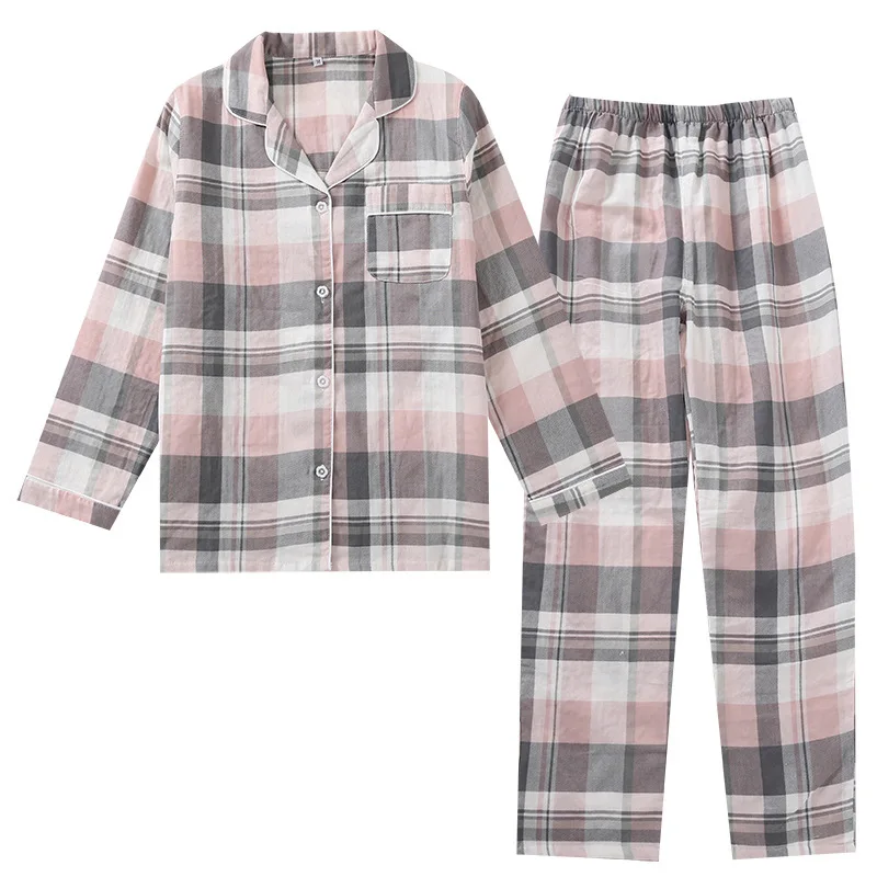 

Свободный хлопковый Пижамный комплект для мужчин и женщин на весну и лето осень Домашняя одежда с длинными рукавами женская домашняя одежд...