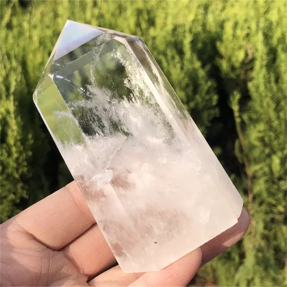 Natural White Transparent Quartz Obelisk Tower Mineral Reiki Healing Energy Demagnetization