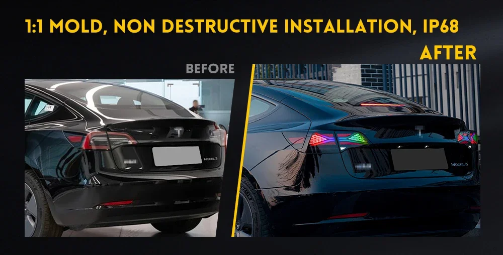 Высококачественные лампы дневного света DK модифицированные задние RGB для Tesla Model3