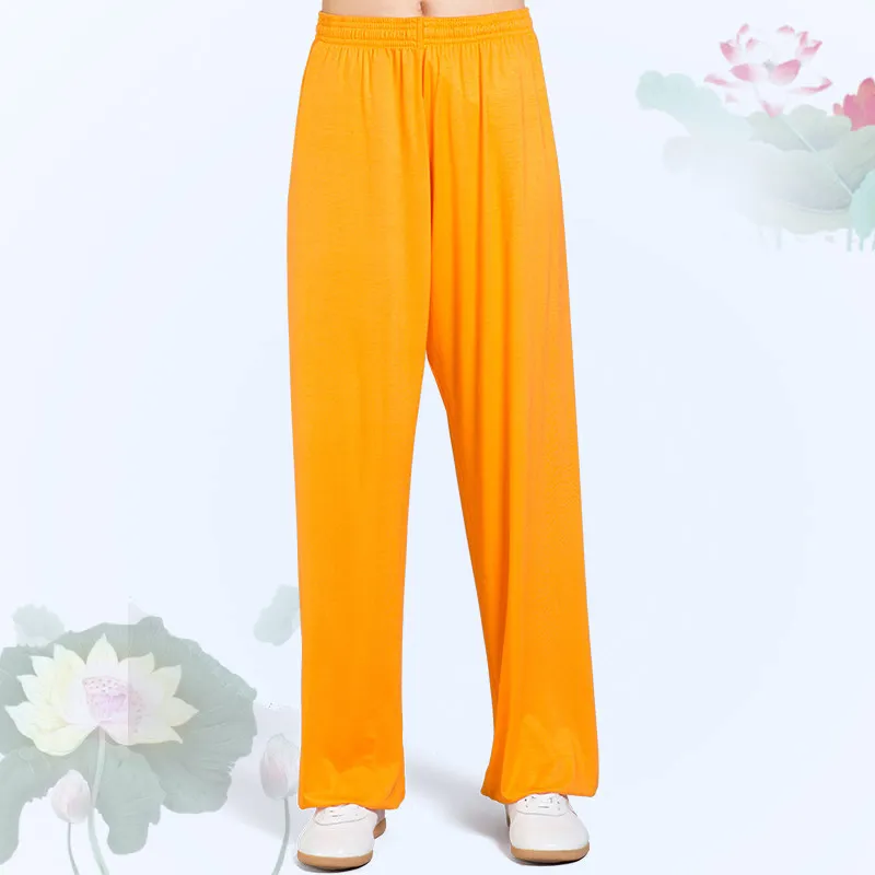 Chinese Style Men Unisex Tai Chi Kungfu Martial Arts Pants Modal Loose Wide Leg Jogger Exercise Fitness Workout Casual Yoga Pant