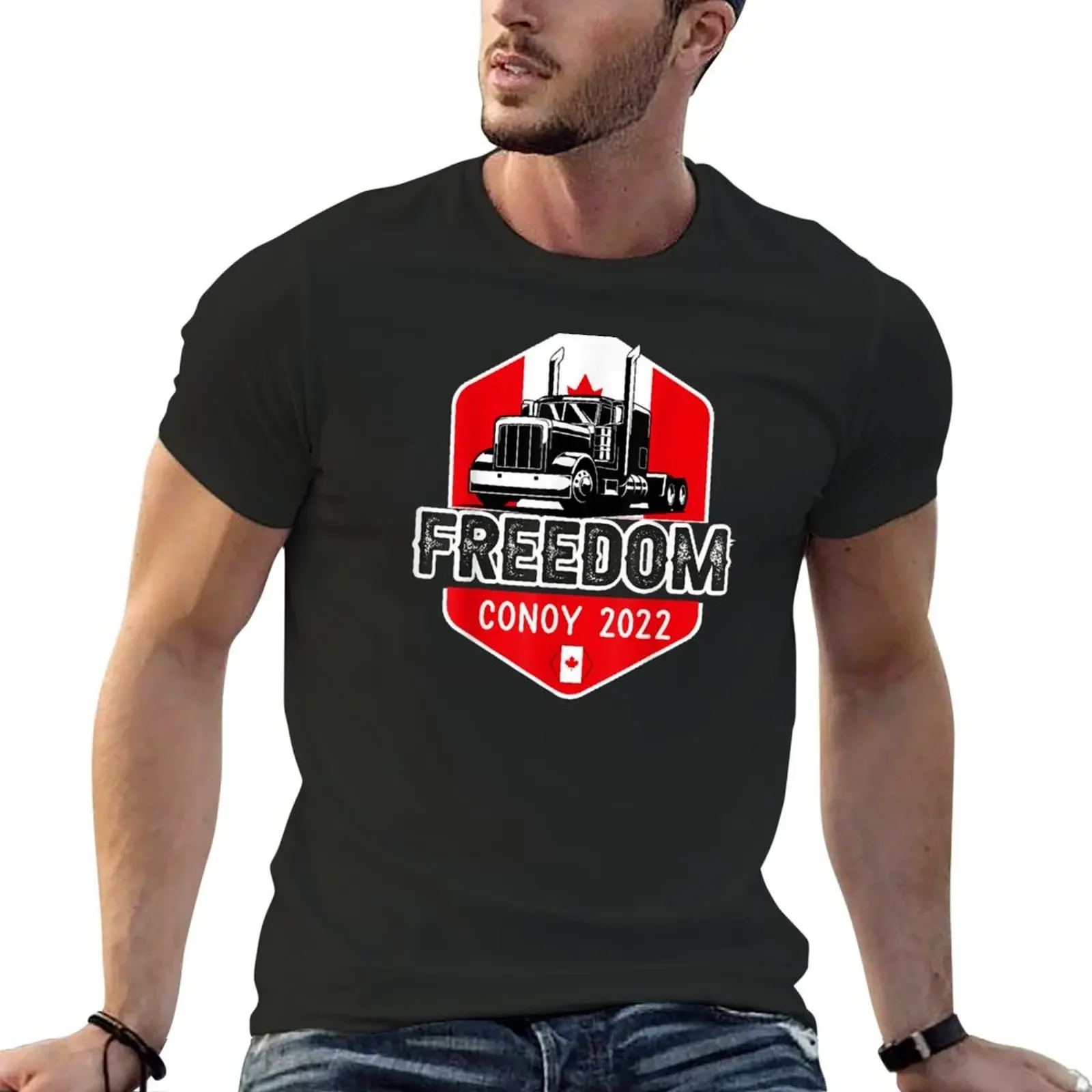 Canada Freedom Convoy 2022 Canadian Truckers Support flag T-Shirt shirts graphic tee shirt mens vintage t