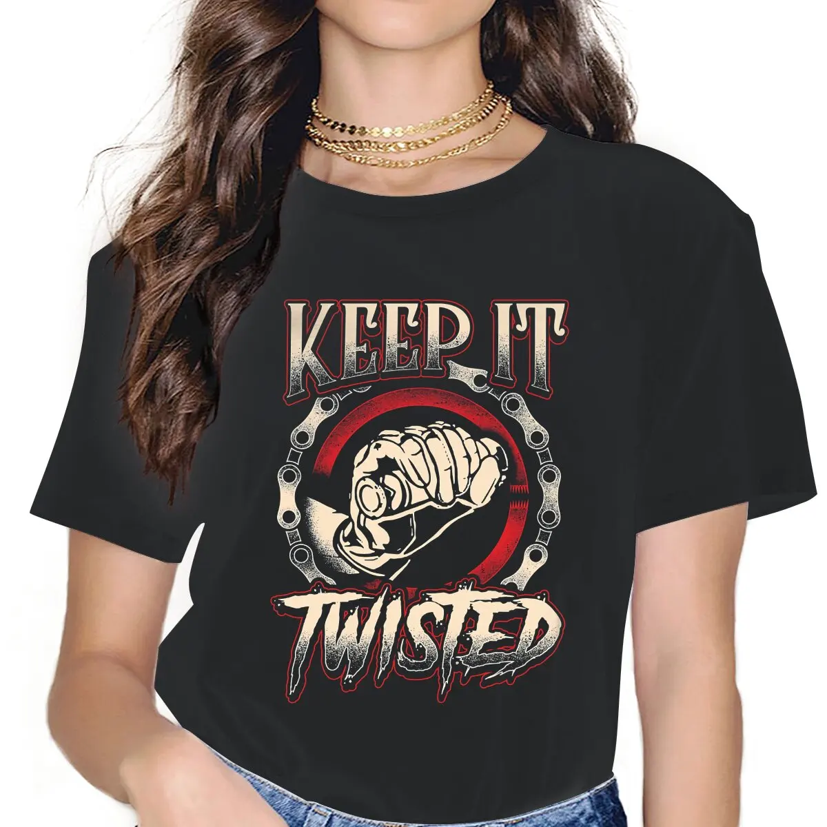 

Women Keep It Twisted Funny T Shirt Cycling Sport Mountain Bike Pure Cotton Clothing Vintage Short Sleeve Round Neck Tee Shirt