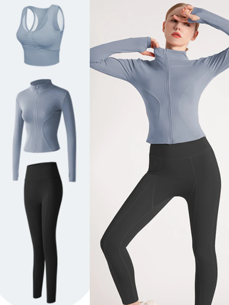 Seamless Women Yoga Sets Female Sport Gym Suits Wear Running Clothes Women Fitness Sport Gym Set Women Long Sleeve Yoga Clothing