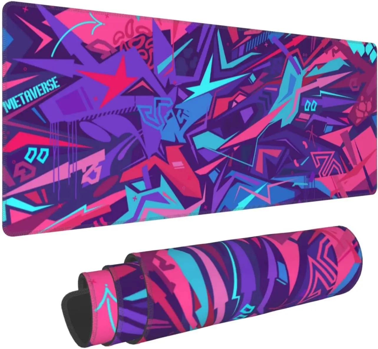 

Metaverse Cyber Graffiti XL Large Mouse Pad Extended Pad with Stitched Edge Non-Slip Waterproof Full Long Mousepad 31.5X11.8In