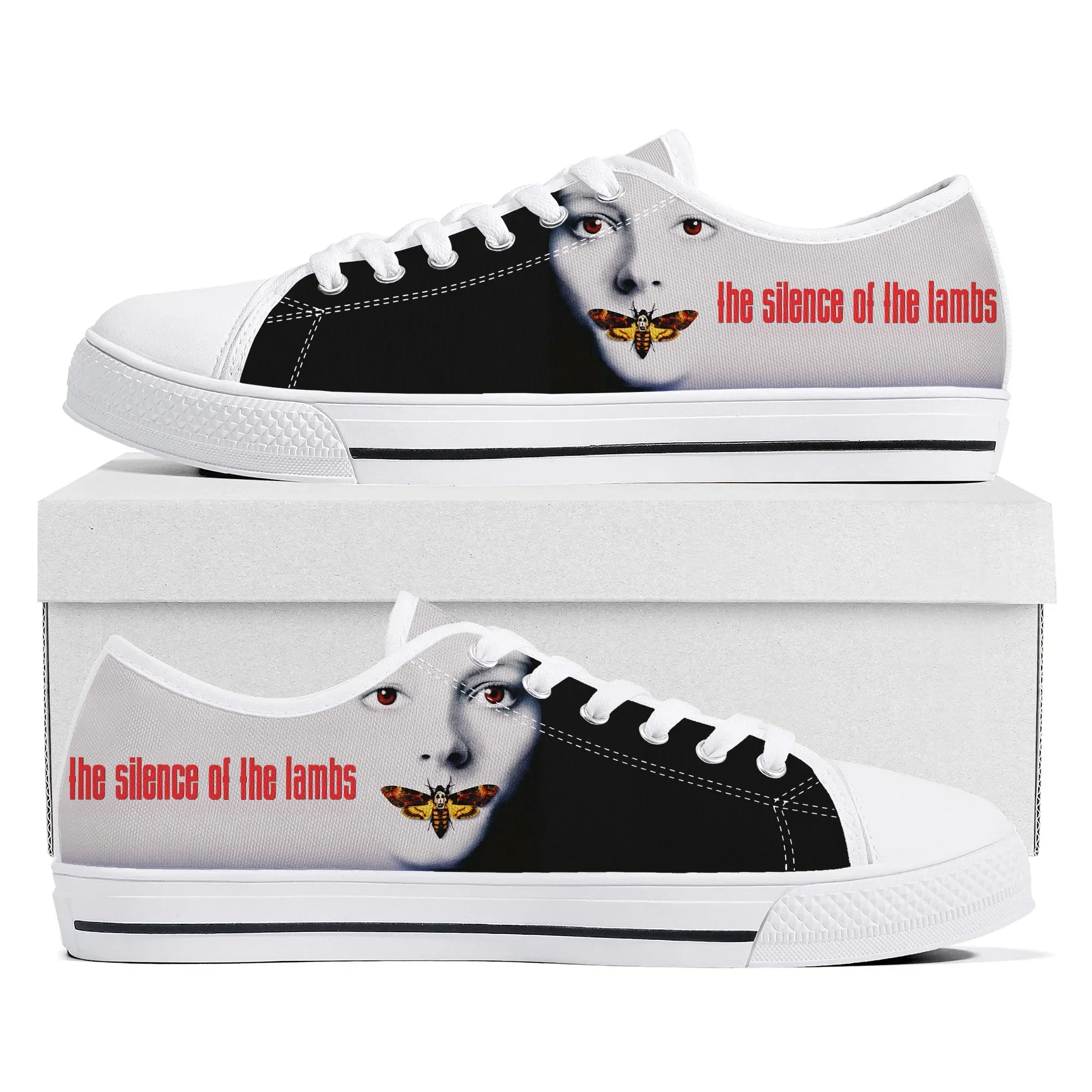 Фото Кроссовки Silence of the Lambs Low Top для мужчин, женщин и подростков, высококачественные холщовые кроссовки, повседневная обувь для пар, обувь на заказ, обувь для самостоятельного изготовления №1