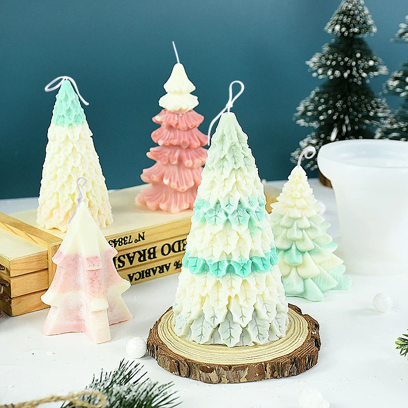 

Christmas Candle Mold 3D Three-dimensional Silicone Candle Resin Mold DIY Christmas Tree Santa Xmas Home Party Baking Supplies