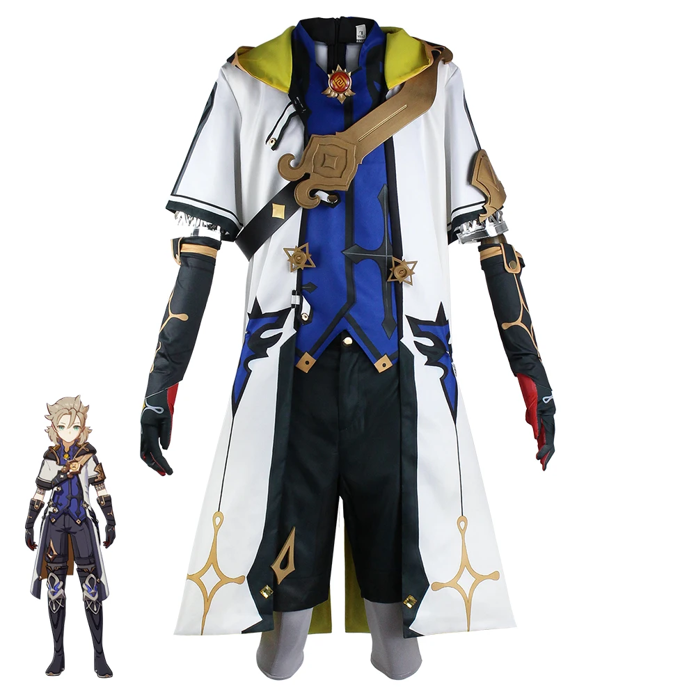 

Anime Games Knights Albedo Cosplay Costumes Genshin Impact Outfits Coats Capes Halloween Unisex