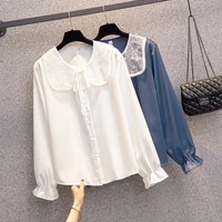 size 4xl womens shirt spring new french style designed chiffon shirt heavy weight ladies blouse top blusas mujer de moda 2022