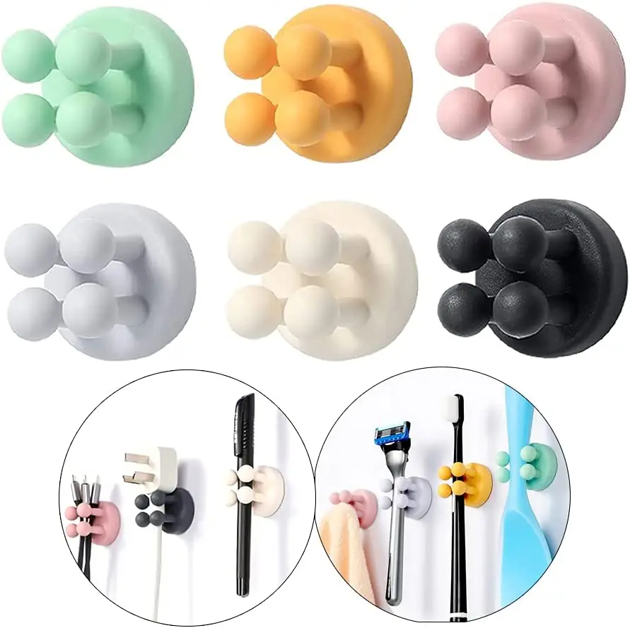 

1PCS Self Adhesive Silicone Hook Seamless Bathroom Kitchen Wall Door Hangers Punch-Free Hooks Key Holder Towel Rack Storage Hook