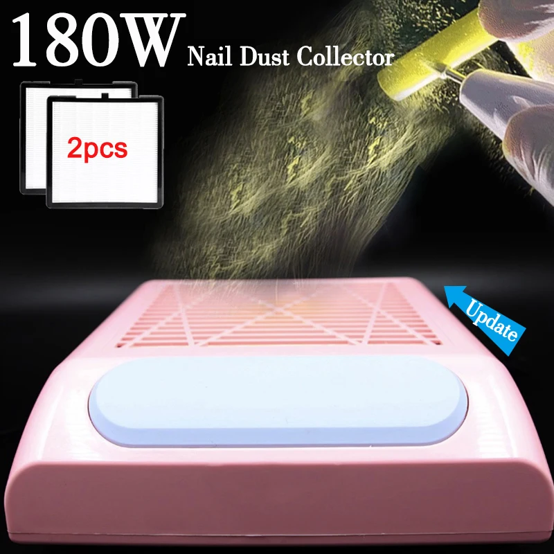 

180W Powerful Nail Vacuum Cleaner With Replace Filters Desk Clean For Nails Upgrade Nail Dust Collector Manicure Machine Tools