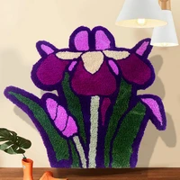 purple butterfly orchid carpet soft tufted flower flocking tub side floor mat home decor non slip absorbent bathroom mat doormat