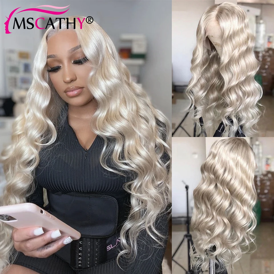 Platinum Colored Deep Wave Lace Front Wig 13x6 Preplucked Brazilian Human Hair Wigs For Women HD Transparent Lace Frontal Wigs