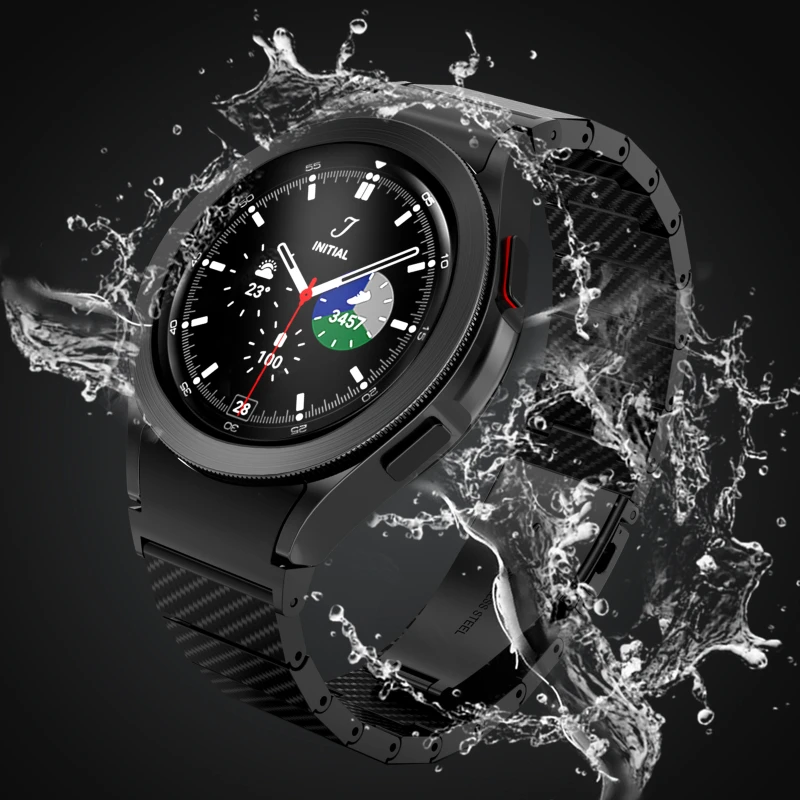 No Gaps Luxury Strap for Samsung Galaxy Watch 4 40mm 44mm Luxury Carbon Fiber Bracelet for Samsung Watch 4 Classic 42mm 46mm