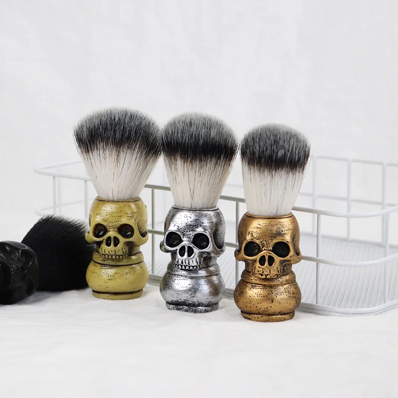 

Barber Salon Skull Head Shaving Brush For Men Facial Beard Cleaning Moustache Razor Brush With Resin Handle