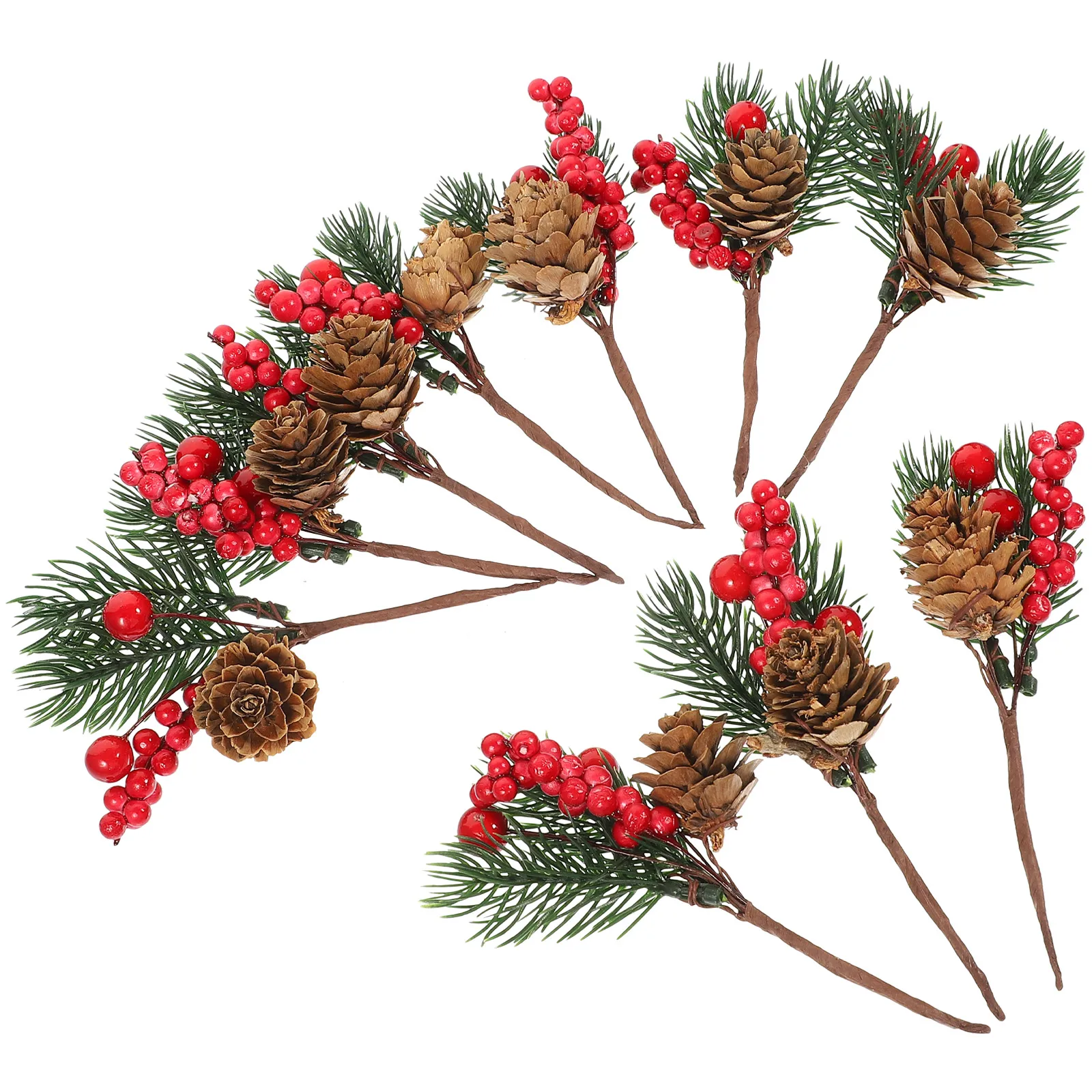 

10pcs Home Party Garden Xmas Pine Branches Artificial Pine Pick Autumn Berry Stem Christmas Pine Decor Christmas Berries Stems