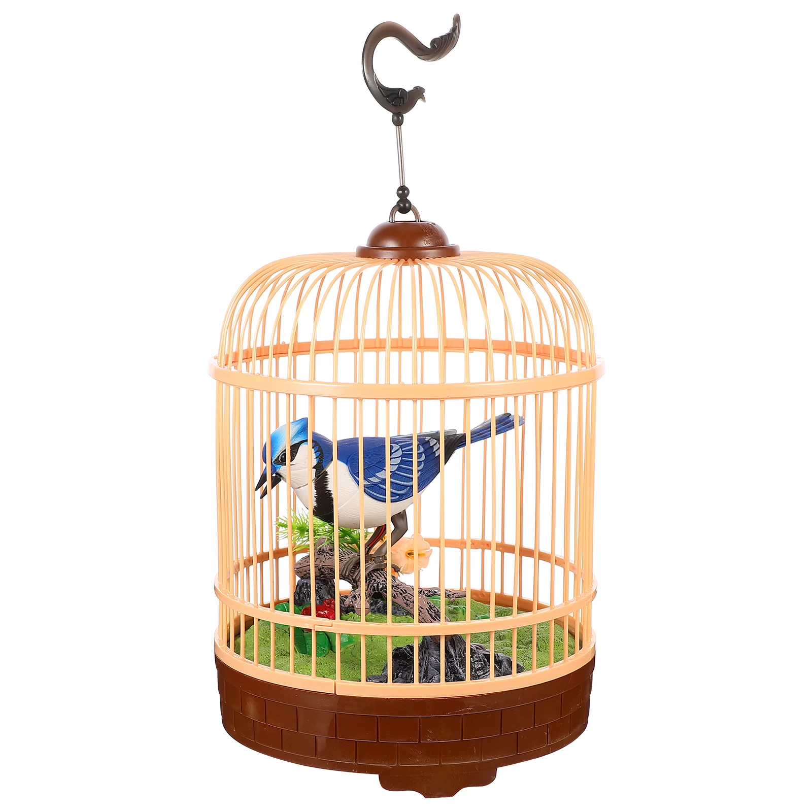 

Voice-Controlled Fake Bird Activated Chirping Toy Cage Sound Moving Ornament Desktop Plaything Simulation Singing Number Toys