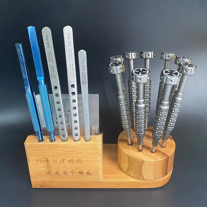 

Amaoe M62 Rotating Screwdriver Tweezer Storage Stand Wooden Organizing Holder Mobile Phone Maintenance Accessories Box Tool