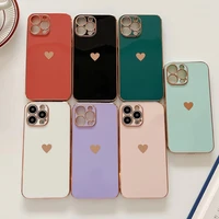 electroplated heart shaped phone case for iphone 13 11 pro max 12 mini xs max for iphone 14 x xr 6 7 8 plus silicone back cover
