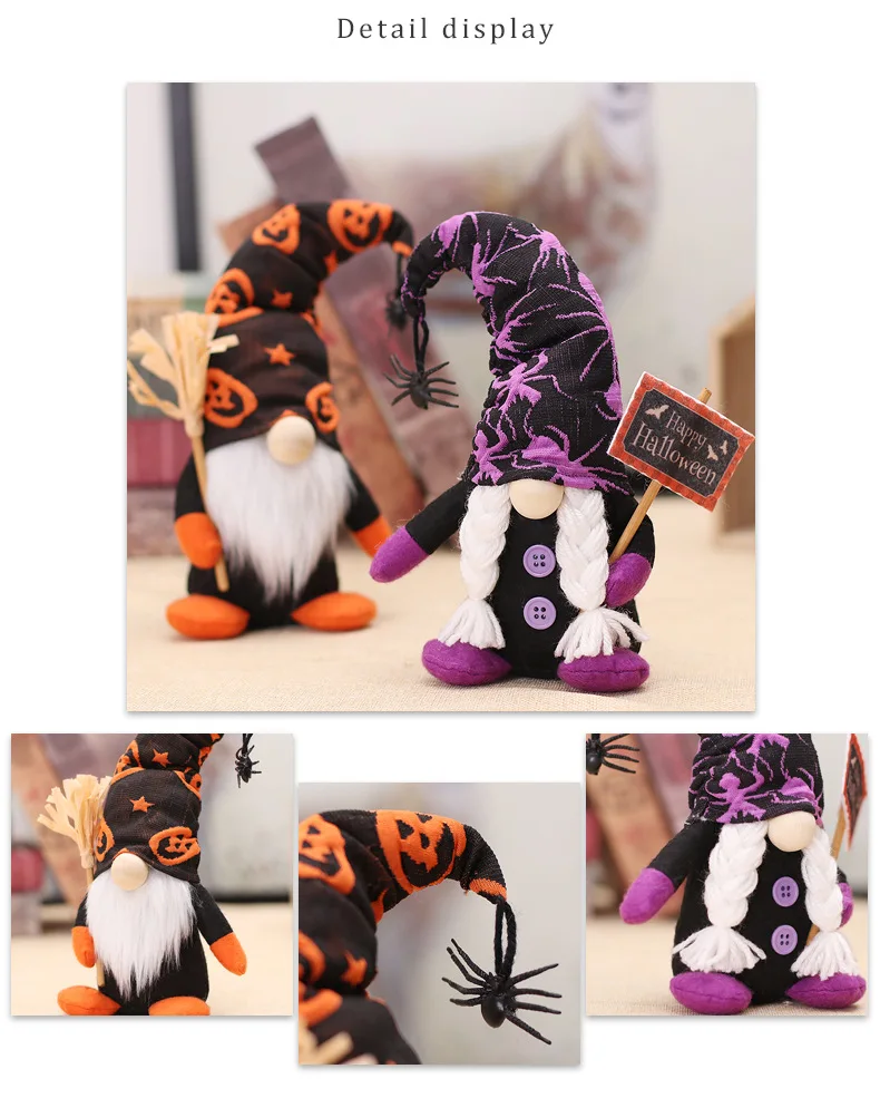 

Zerolife Halloween Doll Pumpkin Ghost Printed Rudolph Treat or Trick Doll Kids Boy Favor Halloween Gift Chrismtas 2022 Decor