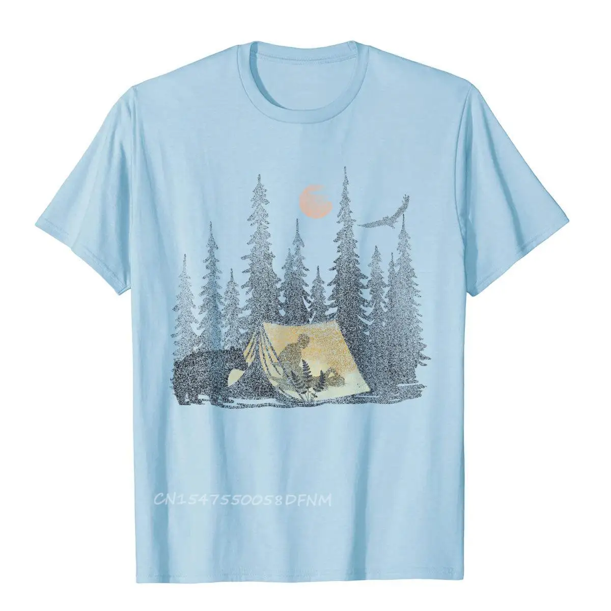 

Campfire Stories Forest Sunset T Shirt Bear Camp New Tops Shirts Cheap Premium Cotton Camisa Preppy Style Men Short Sleeve