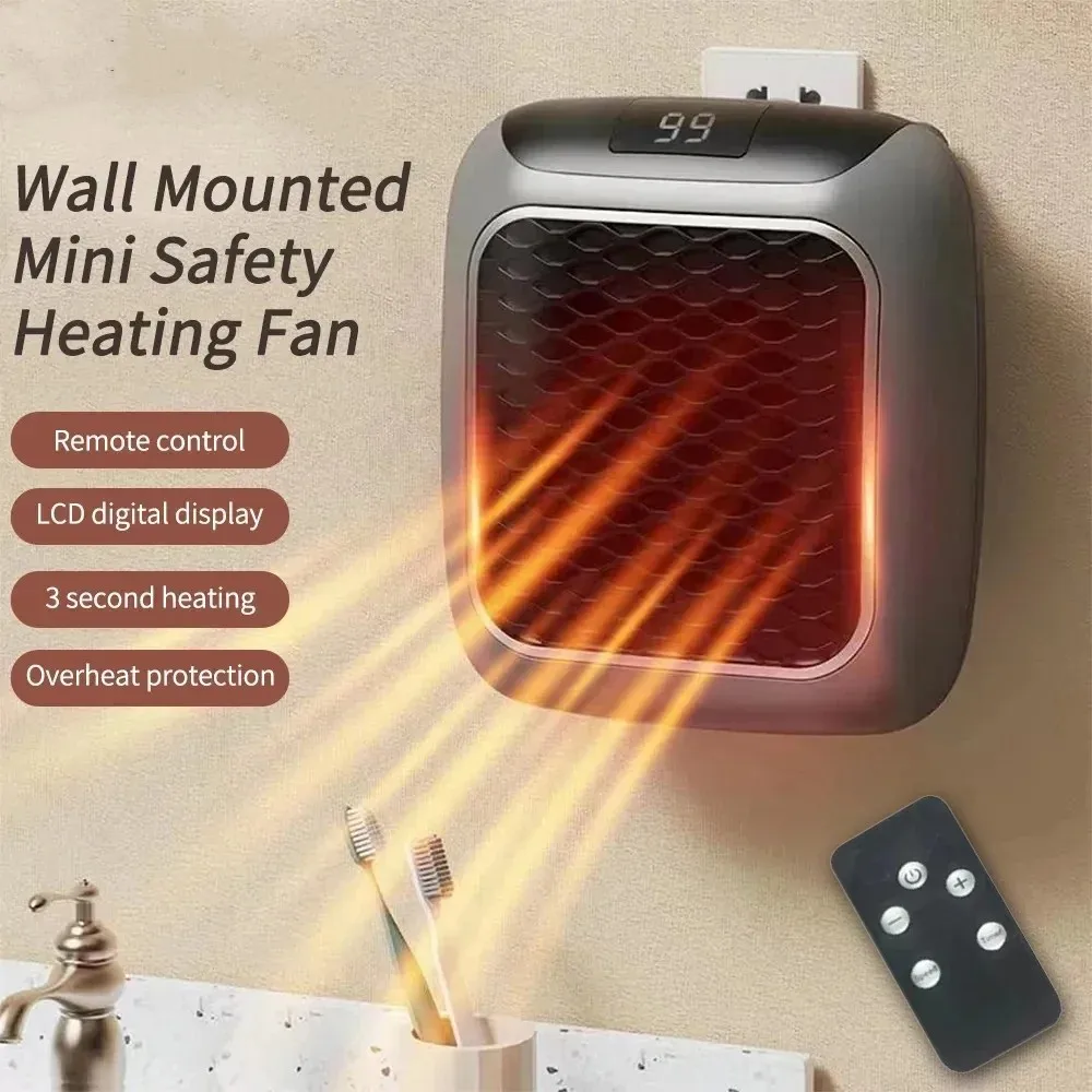 

400W Portable Electric Heater Plug in Wall Heater Room Heating Stove Mini Household Radiator Remote Warmer Machine For Winter