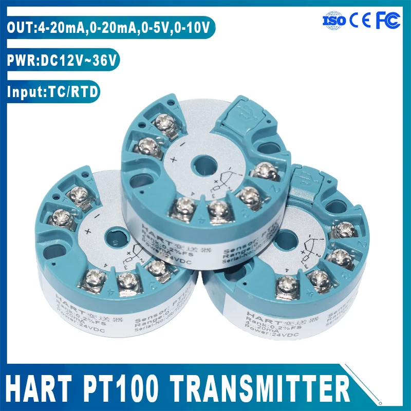 

HART Temperature Transmitter PT100 Sensor Module 4-20mA Output Thermal Resistance Thermocouple Programmable Temperature Sensor