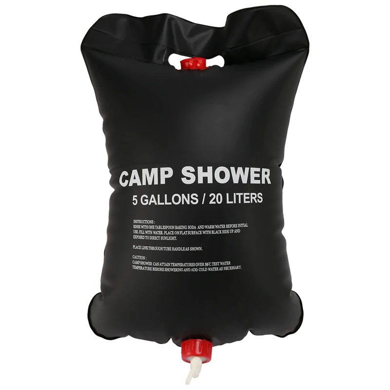 

2 X 20L Camping Shower Bag- Portable Solar Heated 5 Gallon/20 Litre Travel Shower Bag - Black