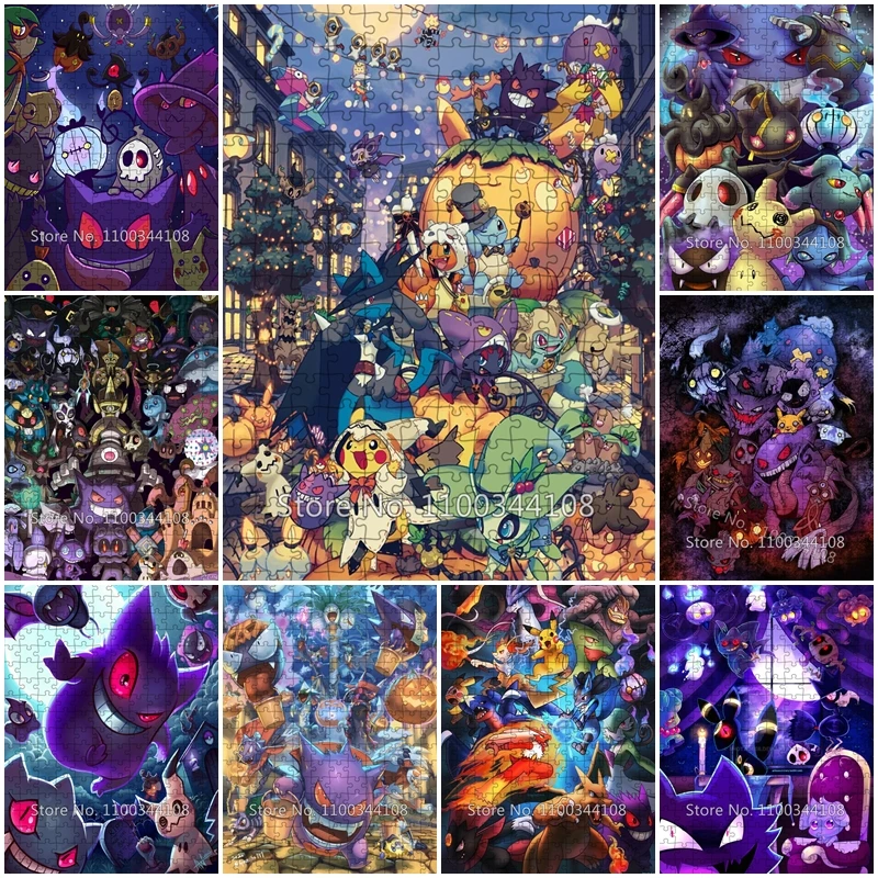 

Пазл «Покемон» на Хэллоуин, 300/500/1000 штук, японское аниме, Пазл «Пикачу», пазл для детей, интеллектуальная игра, игрушки для взрослых