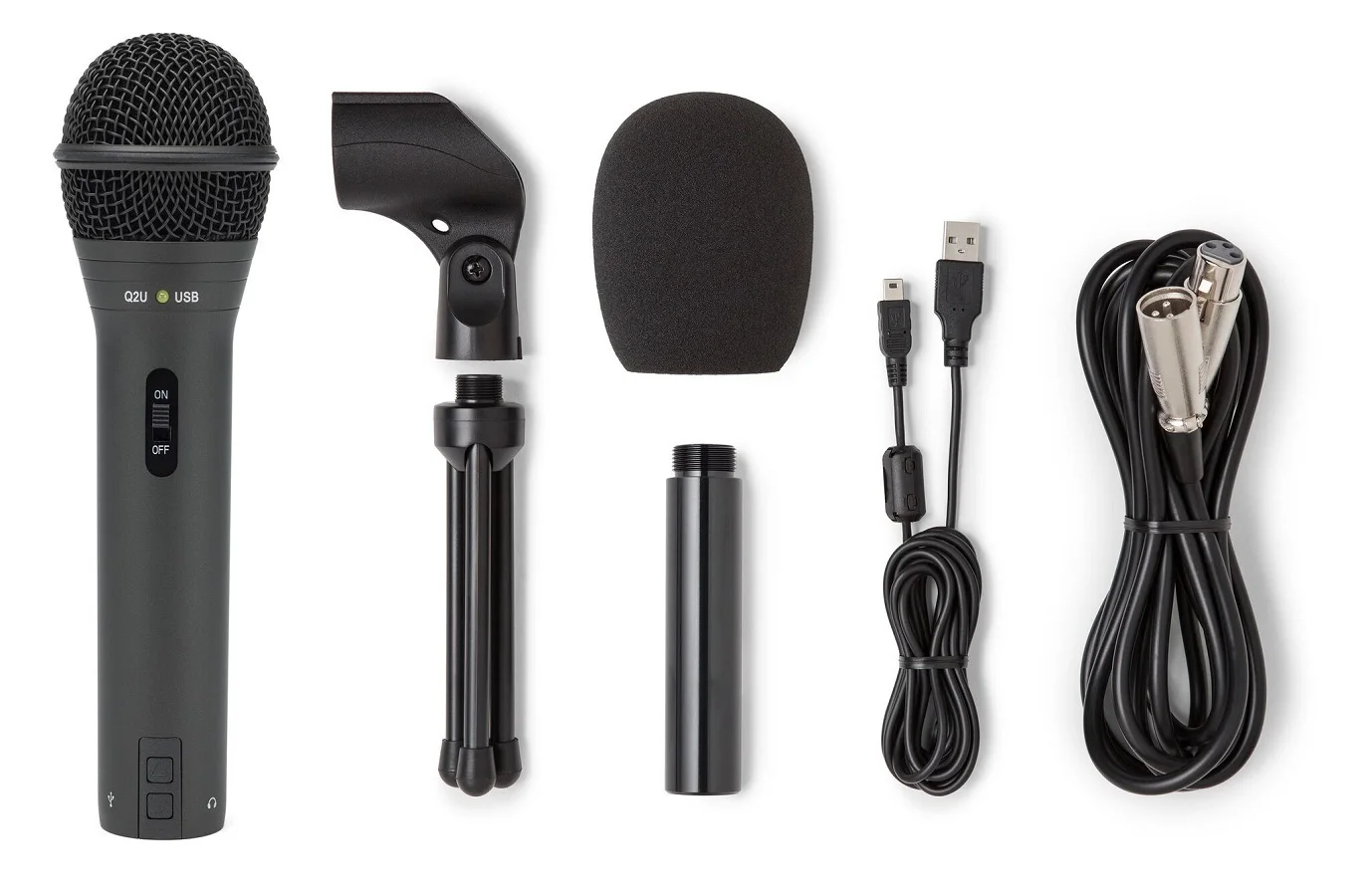 Handheld Dynamic USB Microphone Recording and Podcasting Pack (Black) enlarge